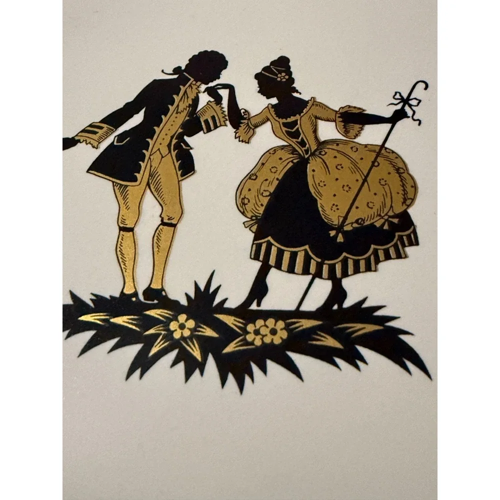 Vintage Stroud UK R J D Fine Art China Plaque Silhouette Wall Decor Rococco